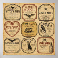 Vintage Potion Labels Halloween Apothecary
