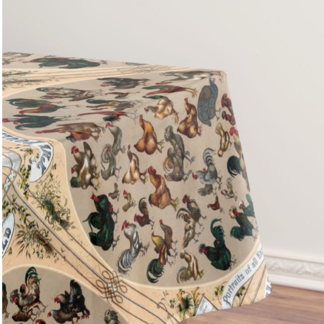 Vintage poultry birds chickens and roosters chart tablecloth (Creator Uploaded)