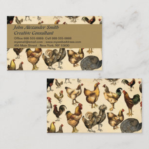 Vintage Poultry of the World Chicken Breed Art Business Card