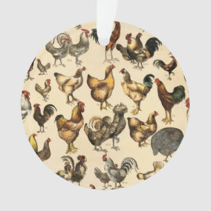 Vintage Poultry of the World Chicken Breed Art Ornament