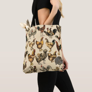 Vintage Poultry of the World Chicken Breed Art Tote Bag