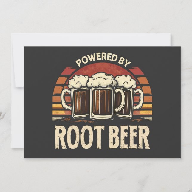 Vintage Powered By Root Beer Funny Drinking Invitation (Front)