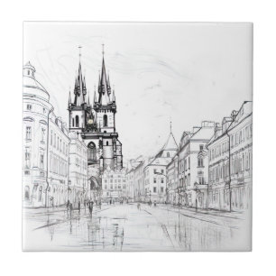 Vintage Prague Ceramic Tile