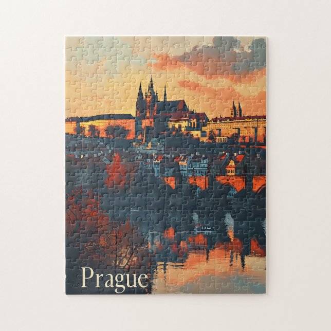 Vintage Prague: Charles Bridge Postcard Jigsaw Puzzle (Vertical)