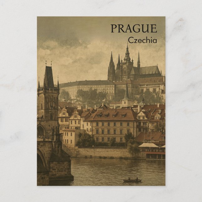 Vintage Prague Memories  European Travel Postcard (Front)