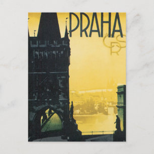 Vintage Praha Poster Postcard