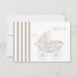 VINTAGE PRAM BABY SHOWER SEPIA/WHITE RSVP