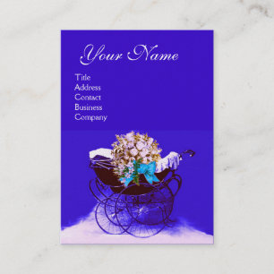 VINTAGE PRAM WITH FLOWERS BABY SHOWER,pearl paper Business Card