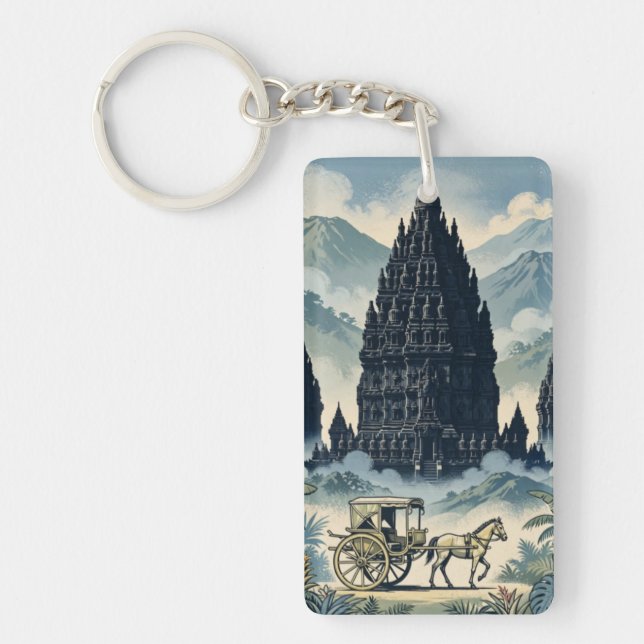 Vintage Prambanan Hindu Temple Java Indonesia Key Ring (Front)