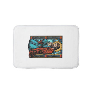 Vintage Praying Religious Figure Vector Shirt Desi Bath Mat