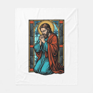 Vintage Praying Religious Figure Vector Shirt Desi Fleece Blanket