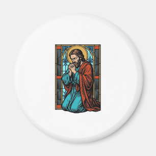 Vintage Praying Religious Figure Vector Shirt Desi Magnet