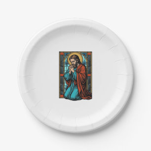 Vintage Praying Religious Figure Vector Shirt Desi Paper Plate