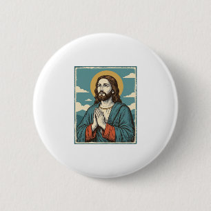 Vintage Praying Saviour Religious Shirt Design_1 6 Cm Round Badge