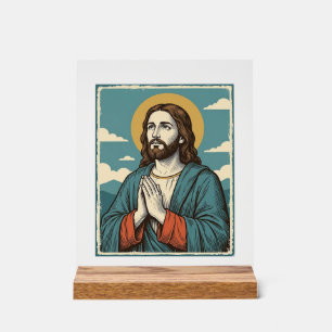 Vintage Praying Saviour Religious Shirt Design_1 Acrylic Sign