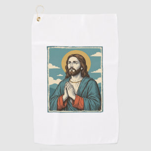 Vintage Praying Saviour Religious Shirt Design_1 Golf Towel