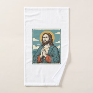 Vintage Praying Saviour Religious Shirt Design_1 Hand Towel