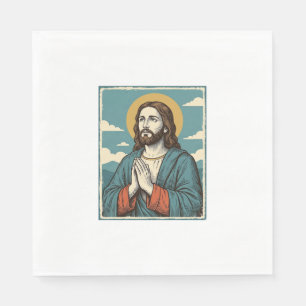 Vintage Praying Saviour Religious Shirt Design_1 Napkin