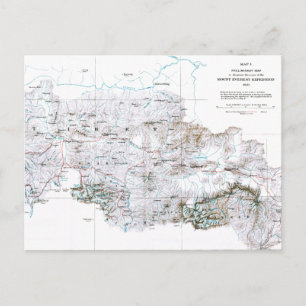 Vintage Preliminary Map of Mount Everest Postcard