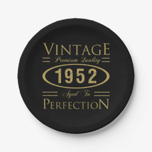 Vintage Premium 1952 70th Birthday Paper Plate