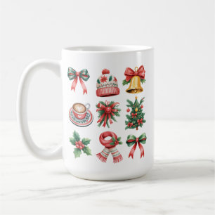 Vintage Preppy Christmas Holiday Coquette Bow Xmas Coffee Mug