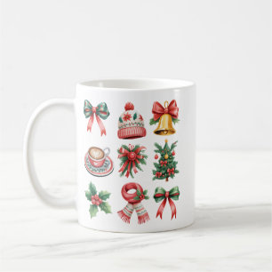 Vintage Preppy Christmas Holiday Coquette Bow Xmas Coffee Mug