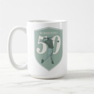 Vintage Preppy Golfer Green White 50th Birthday Coffee Mug