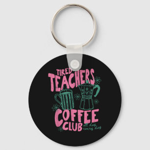 Vintage Preppy Tired Teachers Coffee Club Summer Key Ring