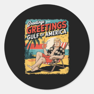 Vintage Presdent Trump Summer The Gulf Of Usa Amer Classic Round Sticker