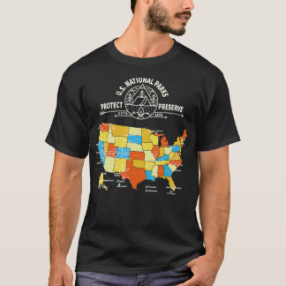 Vintage Preserve  Protect  All 63 US National Park T-Shirt