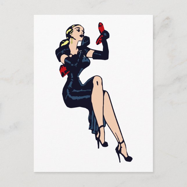 Vintage Pretty Blond Retro Glamor Girl Pinup Postcard (Front)