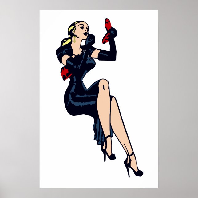 Vintage Pretty Blond Retro Glamor Girl Pinup Poster (Front)