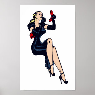 Vintage Pretty Blonde Retro Glamour Girl Pinup Poster