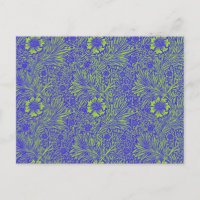 Vintage pretty blue lime green floral pattern