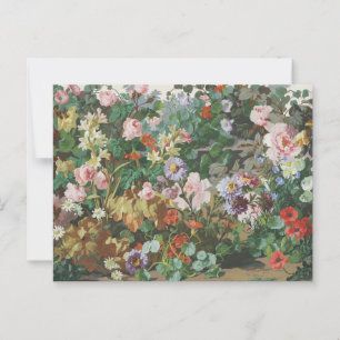 Vintage pretty colourful flowers floral painting postcard