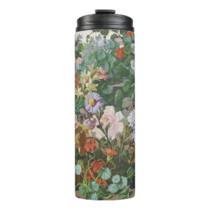 Vintage pretty colourful flowers floral painting thermal tumbler
