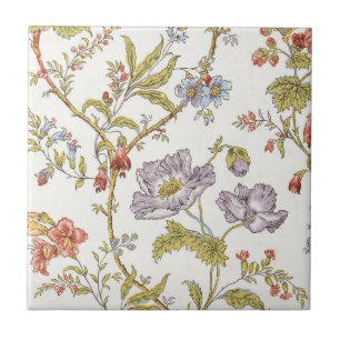 Vintage pretty flower vine floral pattern ceramic tile