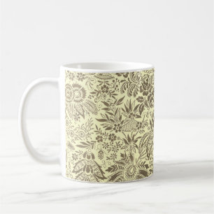 Vintage pretty flowers yellow floral ceramic tile coffee mug