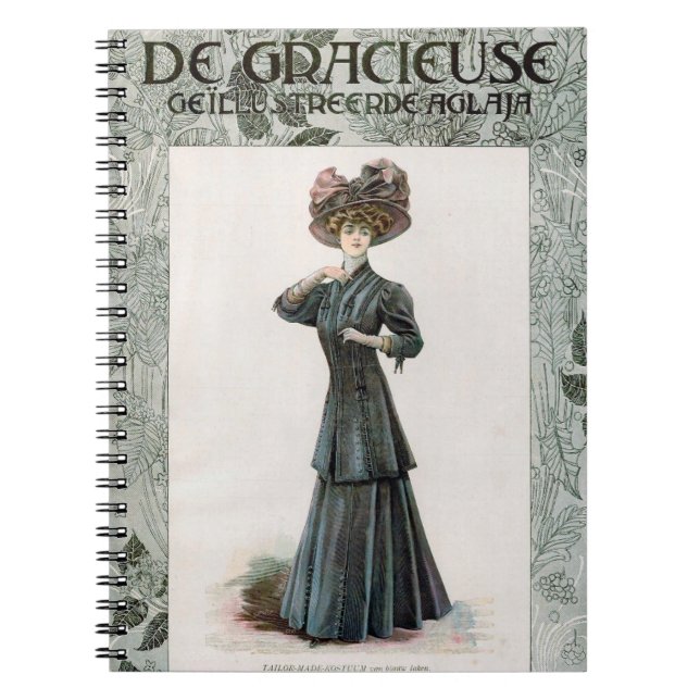  Vintage Pretty Lady Fashion Illustration Design  Notebook (Front)