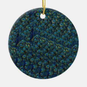 Vintage Pretty Peacock Bird Feathers Wallpaper Ceramic Tree Decoration