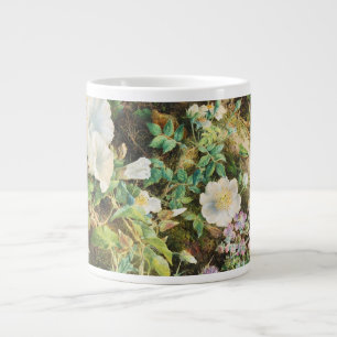 Vintage pretty petunias flowers floral painting large coffee mug