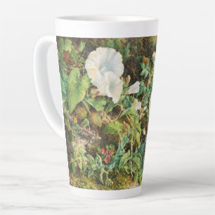 Vintage pretty petunias flowers floral painting latte mug