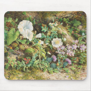 Vintage pretty petunias flowers floral painting mouse pad
