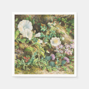 Vintage pretty petunias flowers floral painting napkin