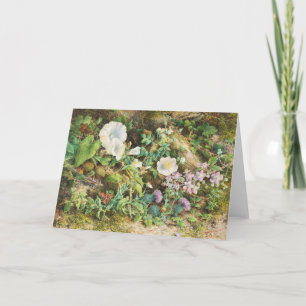Vintage pretty petunias flowers floral painting thank you card