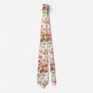 Vintage pretty pink roses floral pattern tie