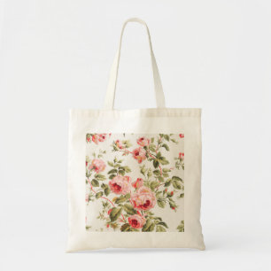 Vintage pretty pink roses floral pattern tote bag