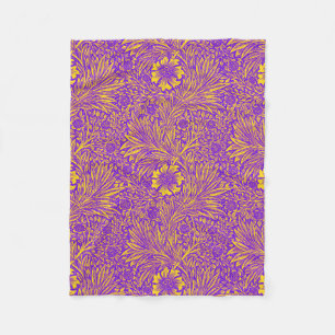 Vintage pretty purple yellow floral pattern fleece blanket
