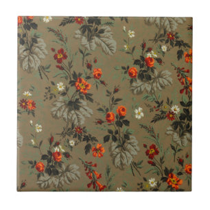 Vintage pretty red roses flowers floral pattern ceramic tile