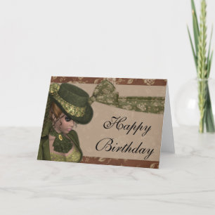 Vintage Pretty Woman Happy Birthday Card 3